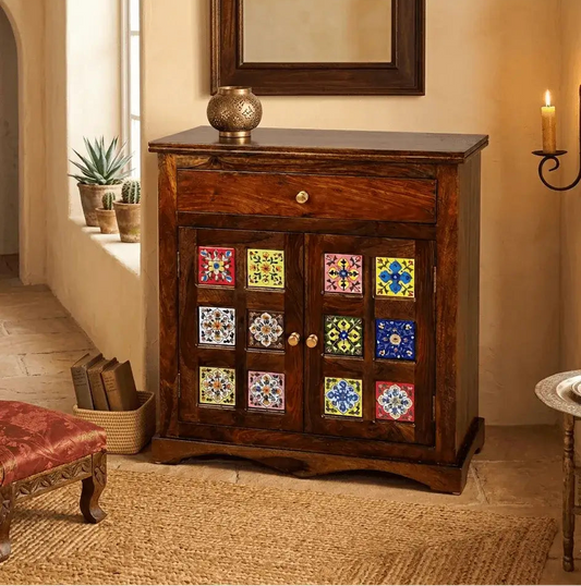 Casa Solid Wood Sheesham Cabinet With Drawer