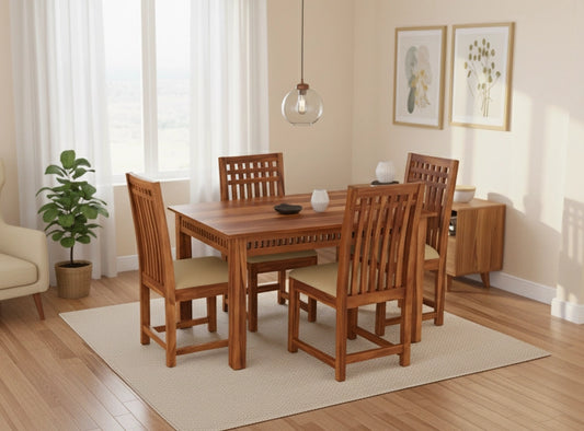 Adolf Wooden Dining Table 4 Seater Set