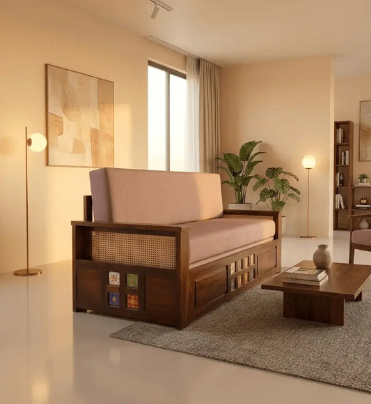 Siya Casa Solid Wood Sheesham Sofa Bed