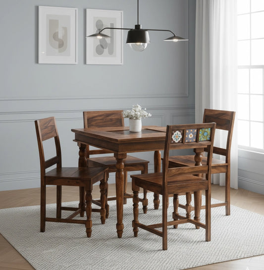 Casa Wooden Dining Table 4 Seater Set