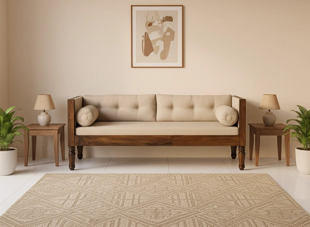 Roots Sheesham Wooden 3 Seater Sofa