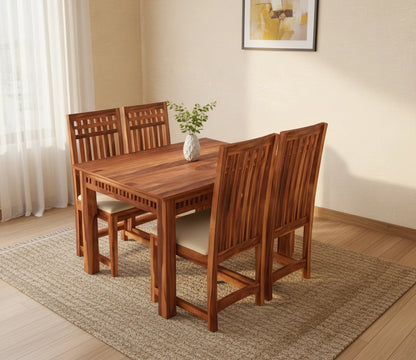 Adolf Wooden Compact Dining Table 4 Seater Set