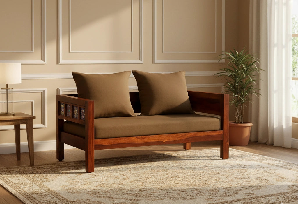 Casa Sheesham Wooden 2 Seater Sofa