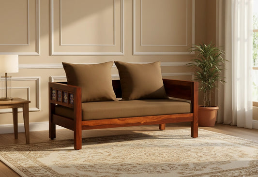 Casa Sheesham Wooden 2 Seater Sofa