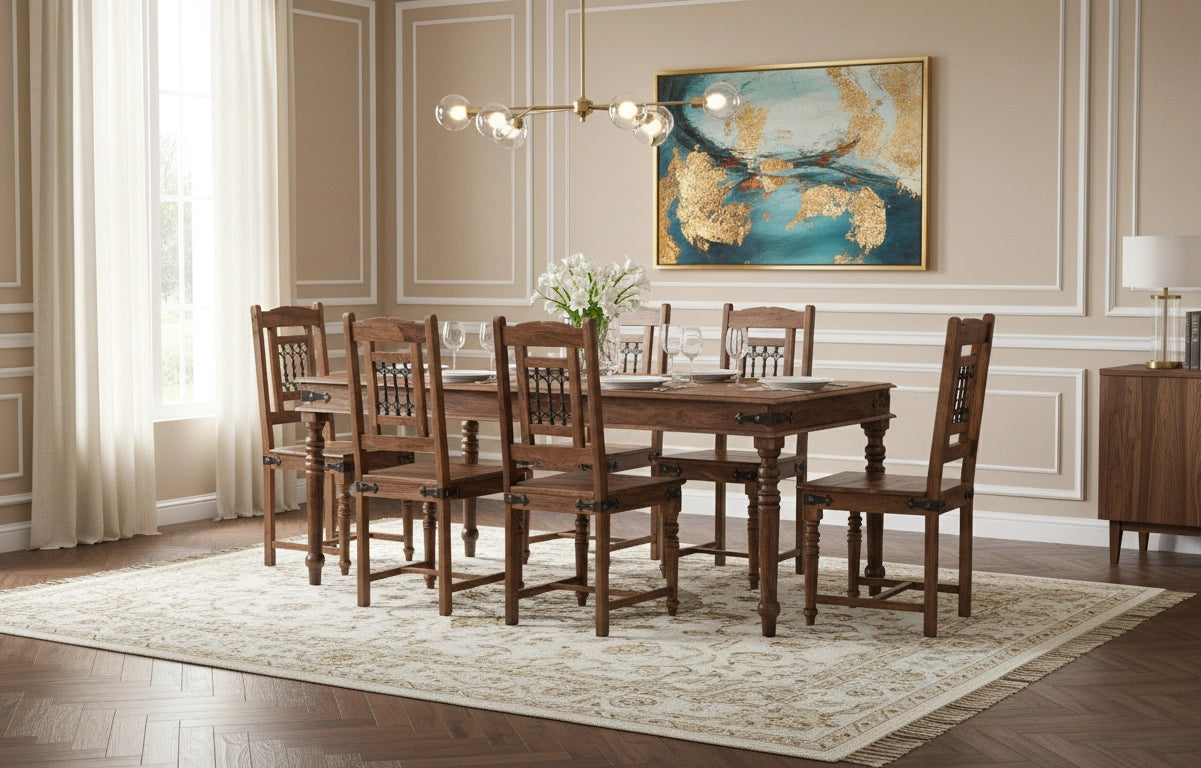 Lexus Wooden Dining Table 6 Seater Set